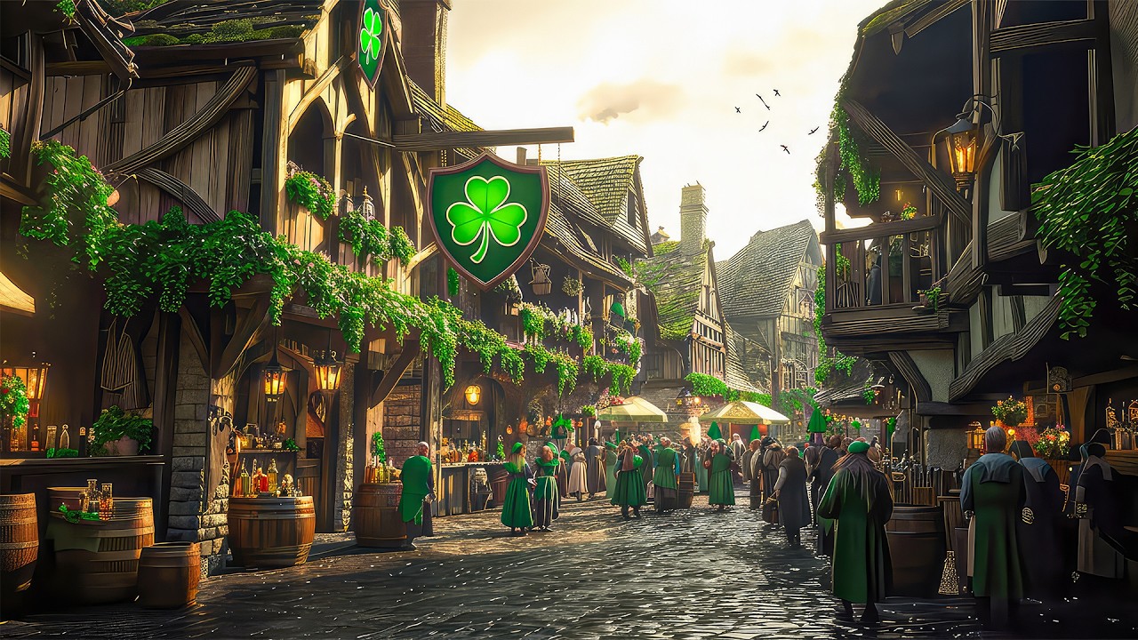 Shamrock Town Marketplace | Medieval Celtic Music for St Patrick's Day for Pray, Relax & Sleep