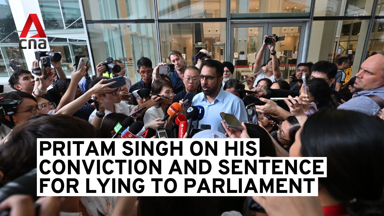 Pritam Singh speaks to media after his conviction and fine for lying to parliament