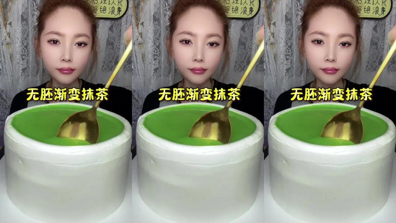 Original video #matcha cake #gradient color #kwai mukbang chinese #kwai eating show