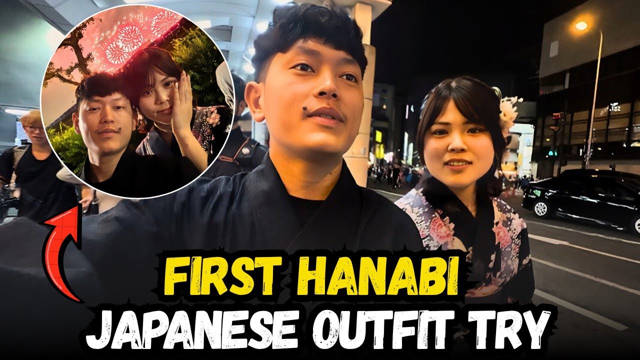 Trying Yukata for First Time at Osaka Hanabi 🎆 | Sudden Rain!