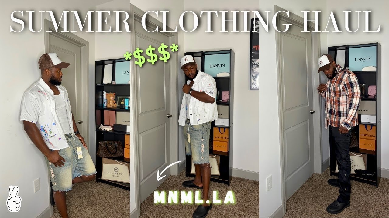 MNML.LA SUMMER CLOTHING TRY ON HAUL | LEATHER SNAP CARGO, DENIM SHORTS & CONTRAST BOOTCUT SWEATS