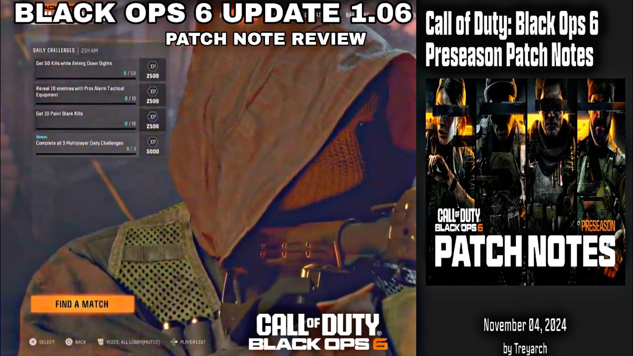 BLACK OPS 6 1.06 UPDATE PATCH  NOTE REVIEW