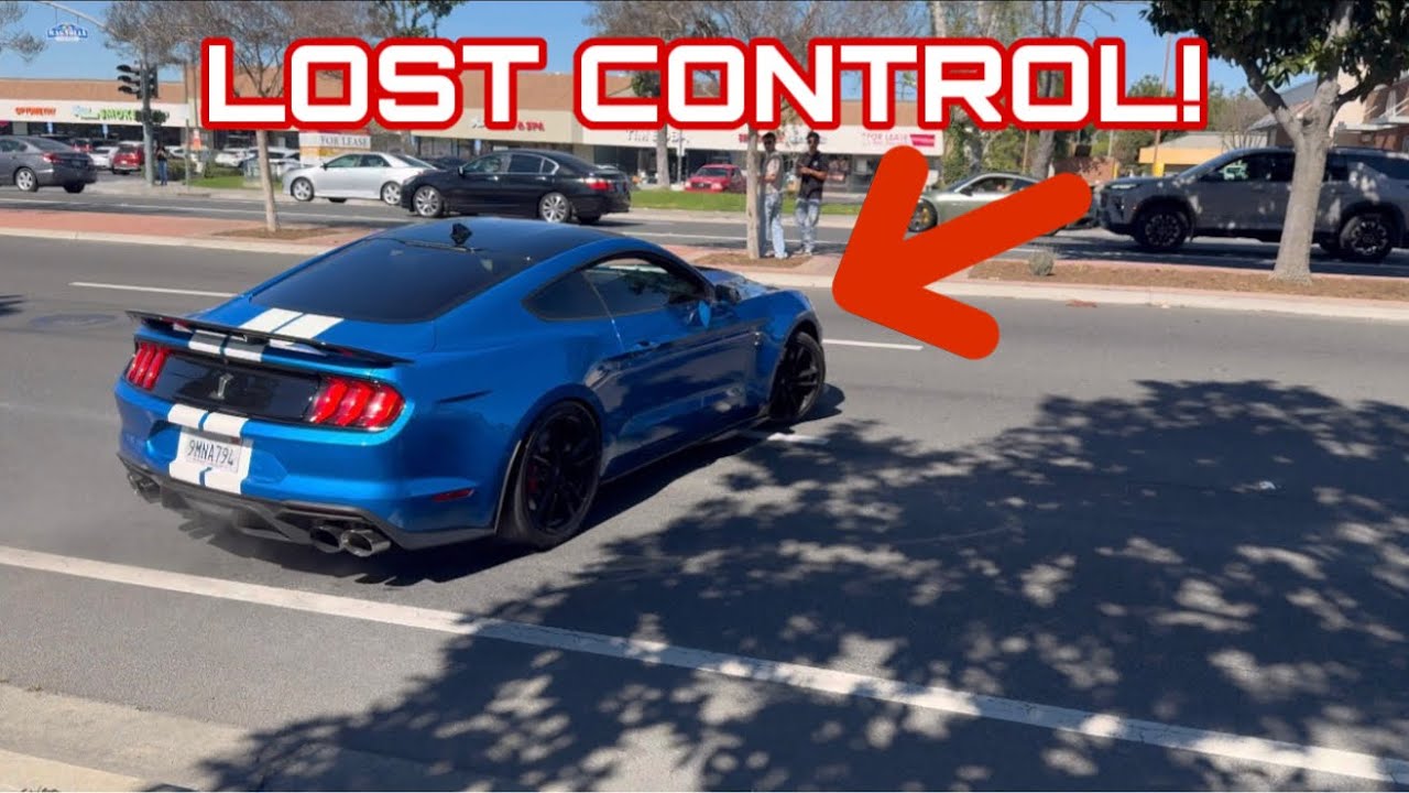 LOW IQ GT500 OWNER ALMOST CRASHES AT CAR MEET!