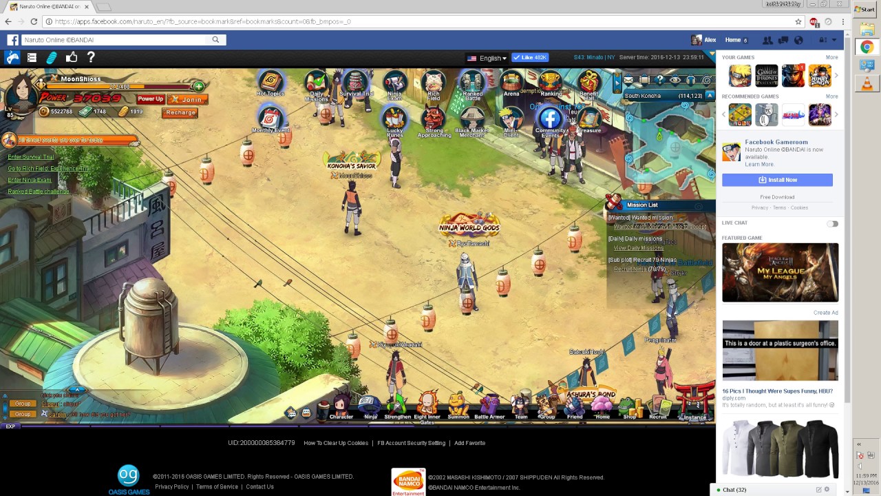Naruto Online Facebook Sharing Bug.