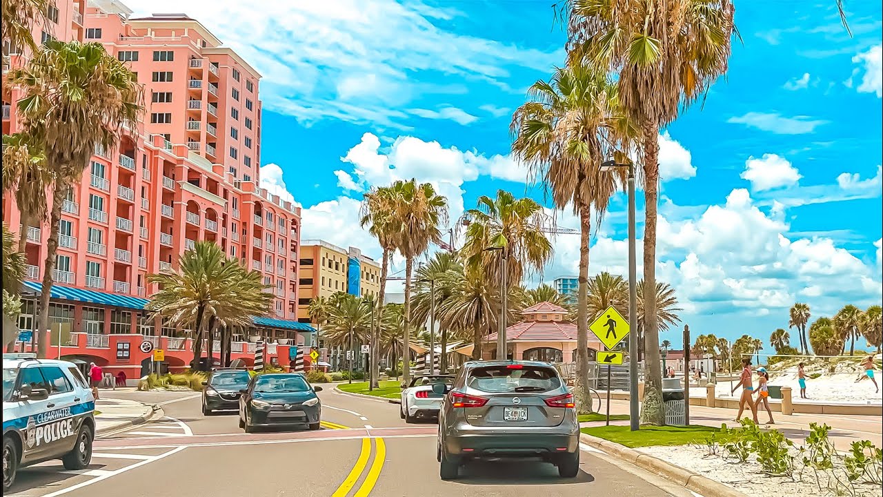 Clearwater to Clearwater Beach Florida 4K HDR Driving Tour