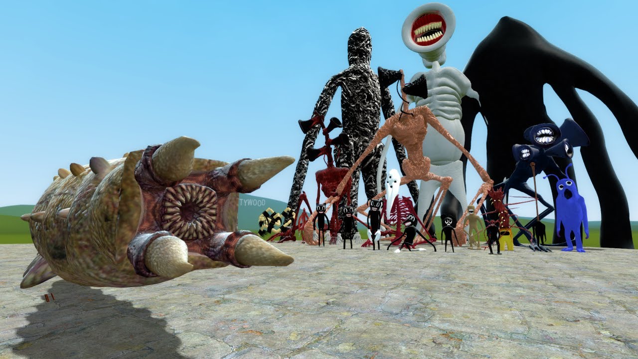 SCARY GIANT WORM VS TREVOR HENDERSON CREATURES!! Garry's Mod Sandbox