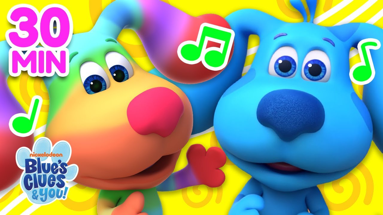 Blue's Nursery Rhyme Music Party! w/ Rainbow Puppy 🌈 🎵 30 Minute Compilation | Blue’s Clues & You!
