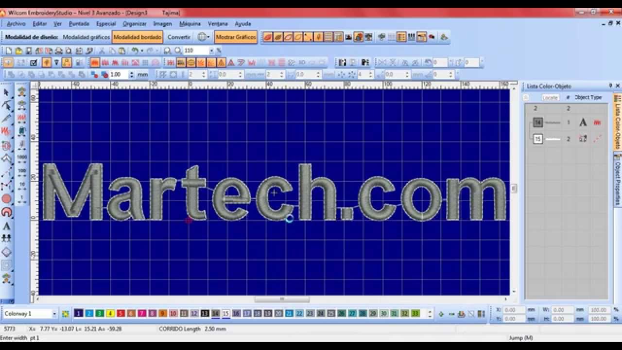 delinear letras automaticamente en Wilcom Embroidery studio Lvl 3
