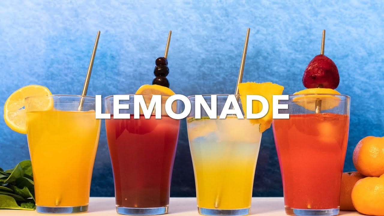 Easy homemade Lemonade Recipe (4 ways) | Fruity lemonade