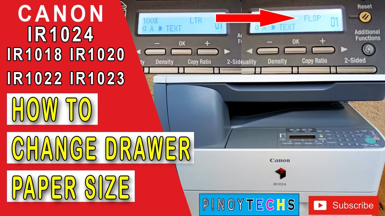 CANON IR1022 IR1024 | Change Drawer Paper Size | From SHORT size to LONG size