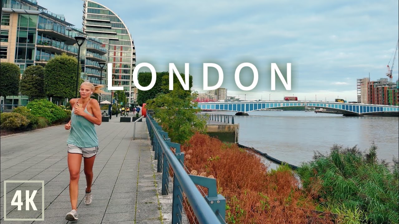 Relaxing London Walk along River Thames from Battersea Park 4K
