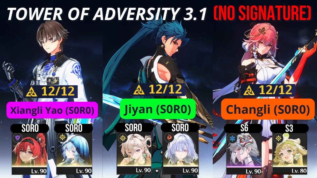 (NO SIGNATURE) Tower Of Adversity 3.1 Xiangli Yao | Jiyan | Changli - Vs All Boss | Wuthering Waves