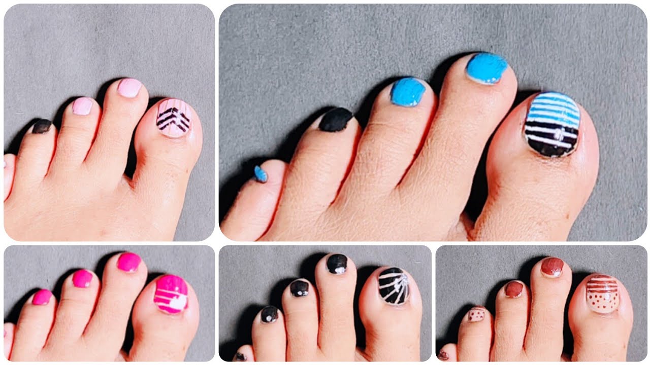 Easy Toe Nail Art Designs Using Striping Tape||Tape Nail Art For Beginners 2025||Aru's nail world