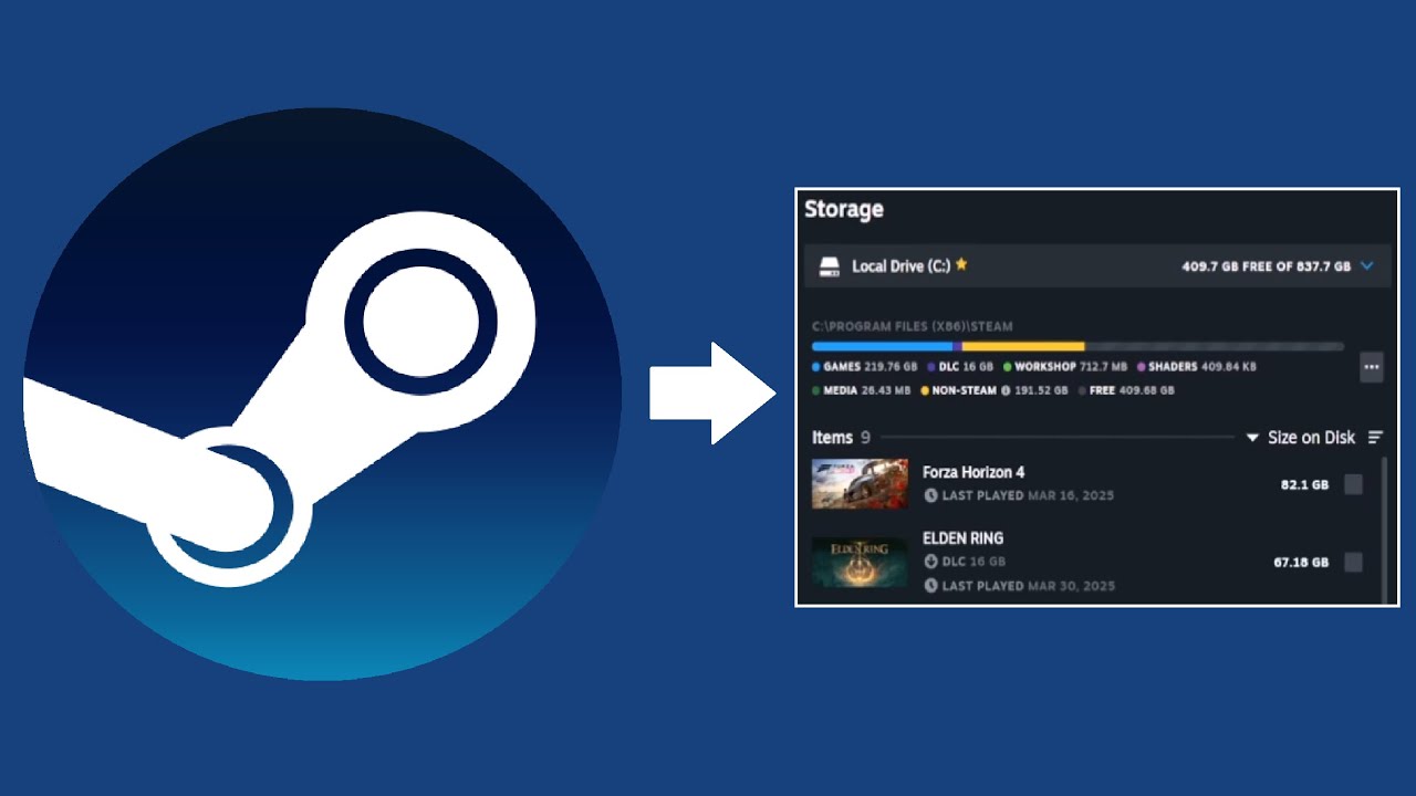 Как узнать, сколько места/памяти занимают игры Steam на вашем компьютере!