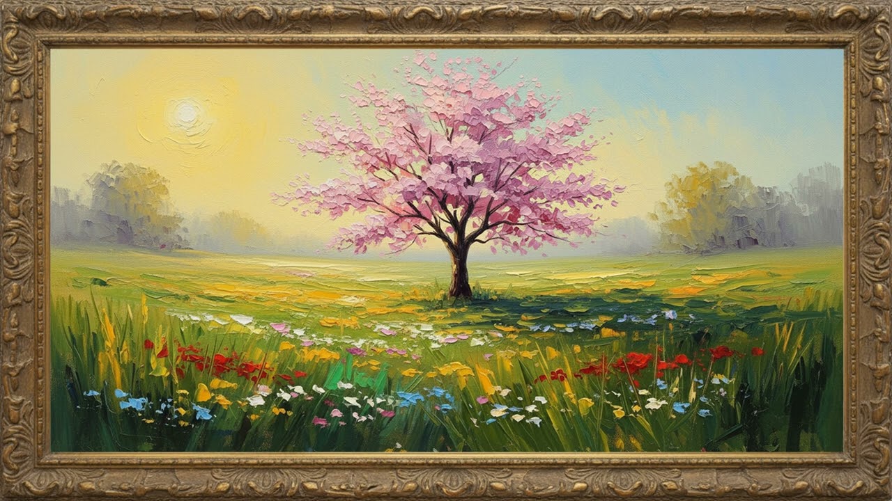 Pastel Blossom Landscape Painting | Peaceful Art Experience