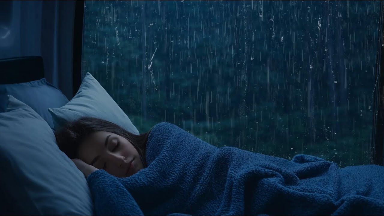 Уютная кабина автомобиля в бурную ночь ⛈ | Легкий дождь и далекий гром для глубокого сна