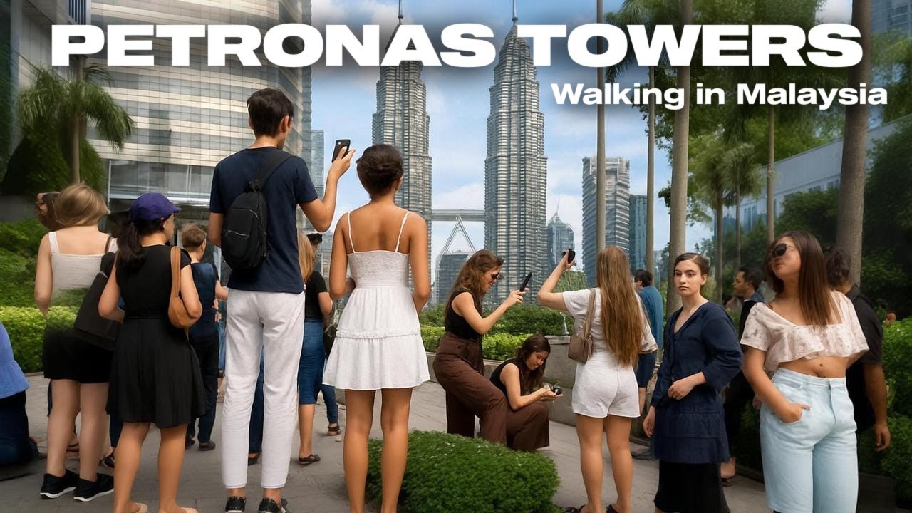 Walking to the Petronas Twin Towers in Kuala Lumpur Malaysia Day and Night Views [4K HDR]