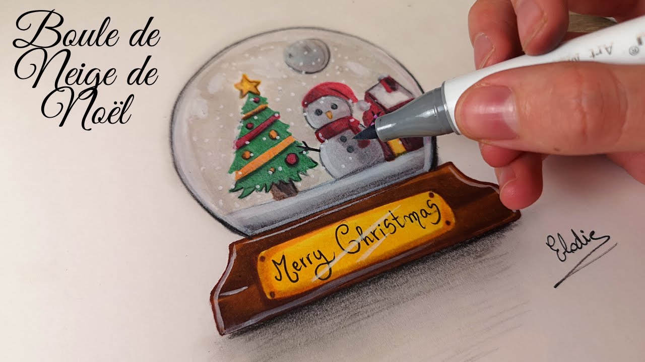 [TUTO DESSIN NOËL] - Comment dessiner une boule de neige de Noel (facile)