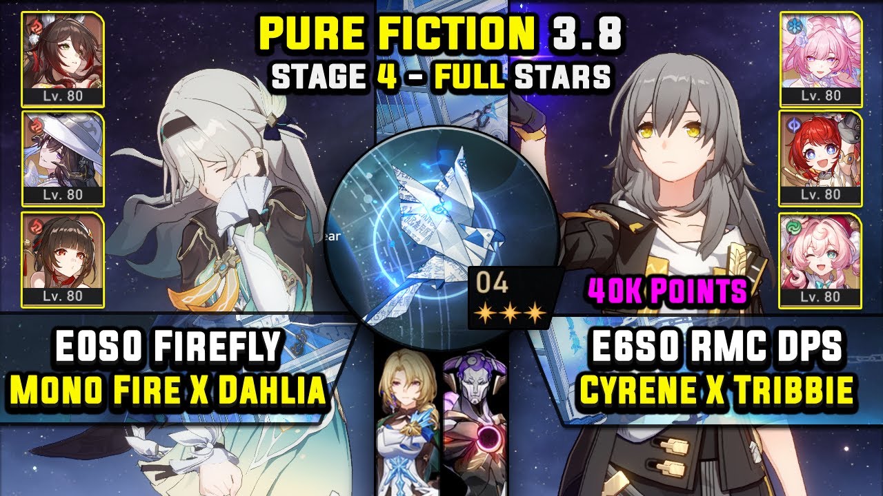 E0 Firefly Carry W/ Dahlia & E6 RMC DPS Team W/ Cyrene (3 Stars) Pure Fiction 4 Honkai Star Rail 3.8