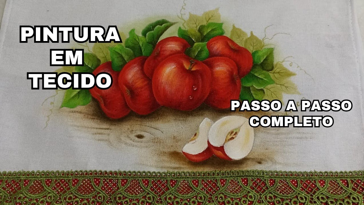 Pintura em tecido para iniciantes, como pintar maçãs