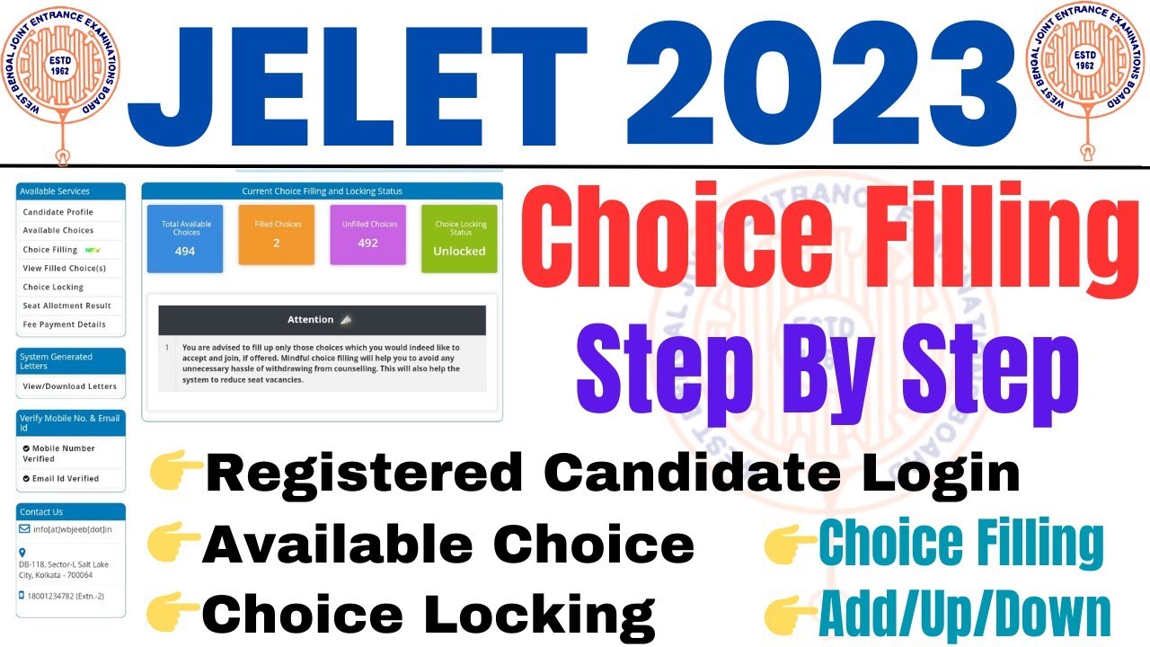 Choice Filling For JELET 2023 | Step By Step Process | Registered Candidate Login 👉 Choice Locking 😊