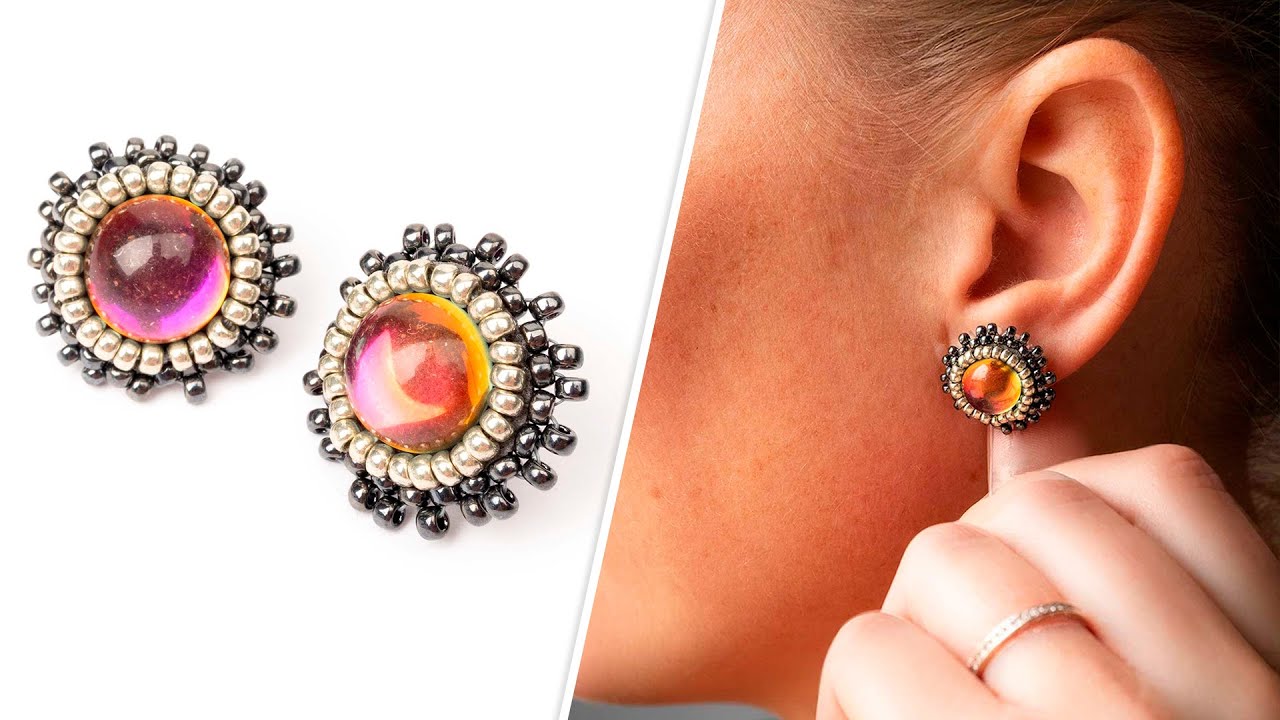 Vapor Simple Bead Embroidery Earrings - DIY Jewelry Making Tutorial by PotomacBeads