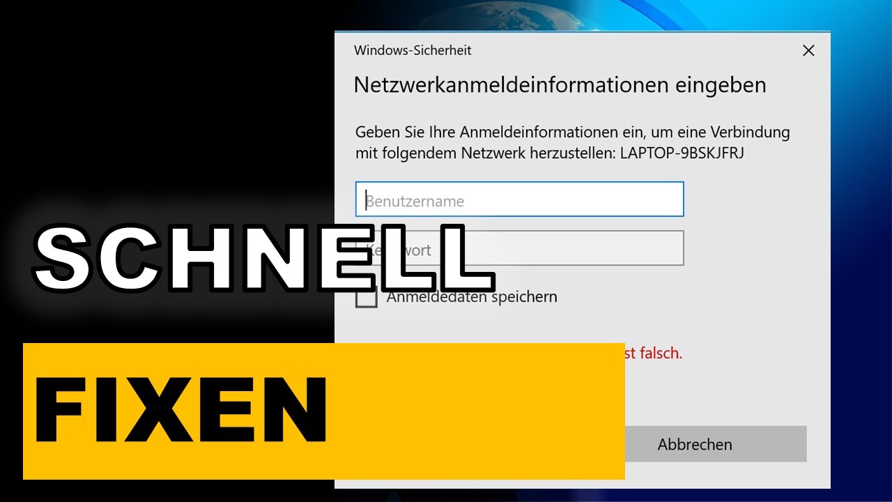 Netzwerkanmeldeinformationen eingeben - Passwort ausschalten | Ordner im Netzwerk freigeben Windows