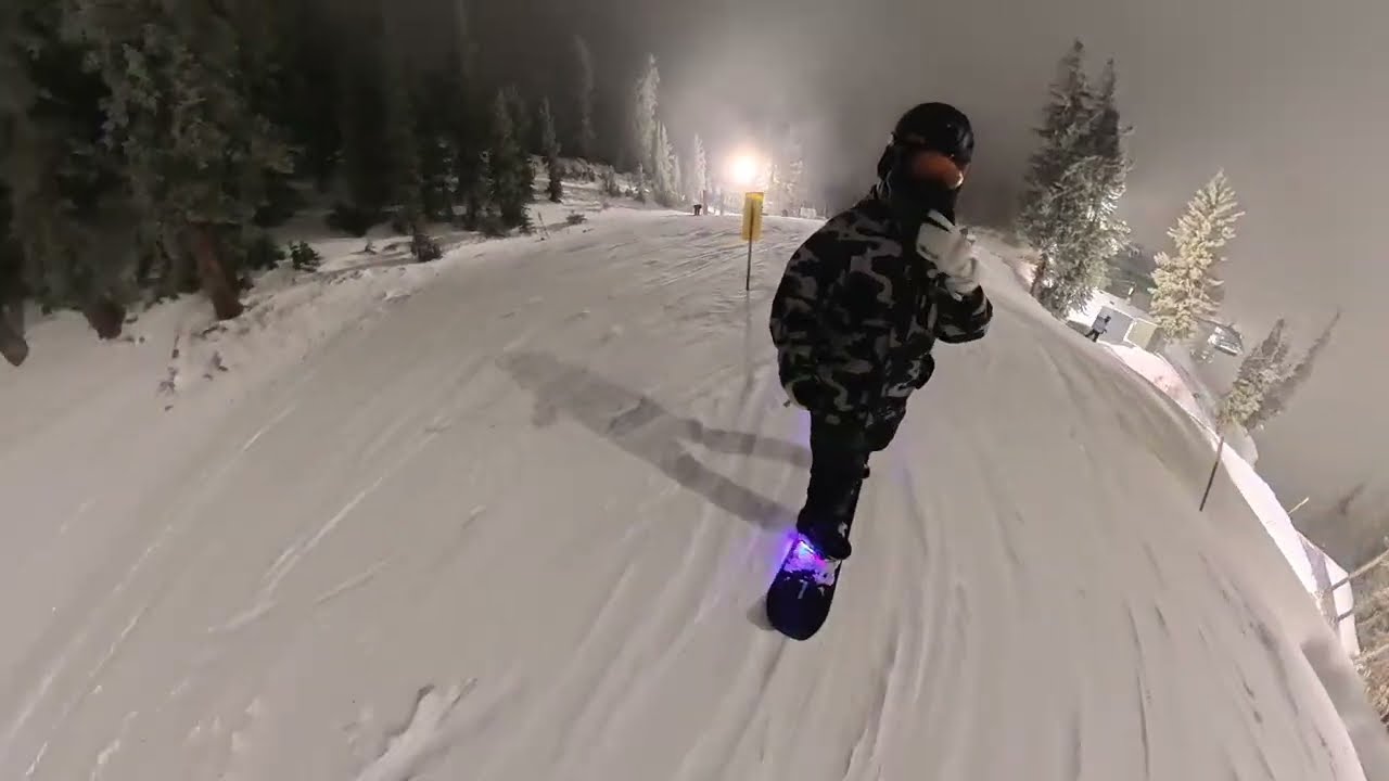 Winter storm - Immersive ASMR Night Snowboarding Experience - Sixth Run
