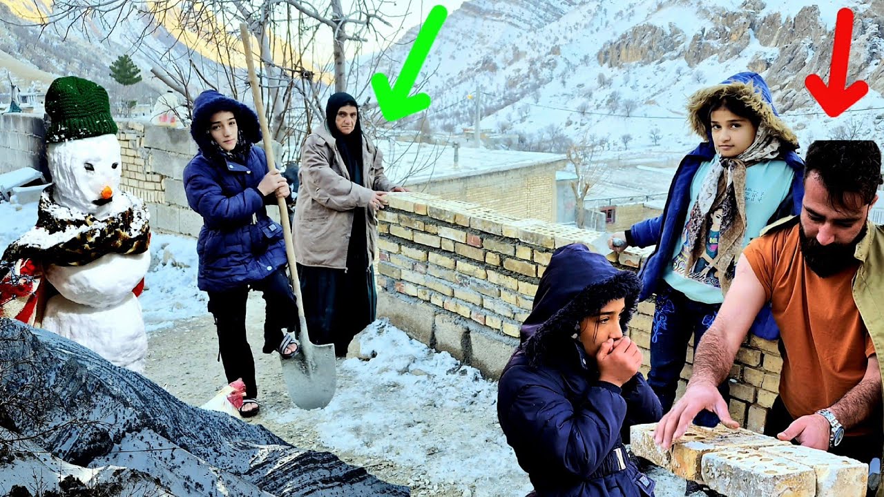 Brutal Mountain Life | Heavy Snow, Childhood Games, Fire-Baked Flatbread & Brick Yard Walls😭🫂