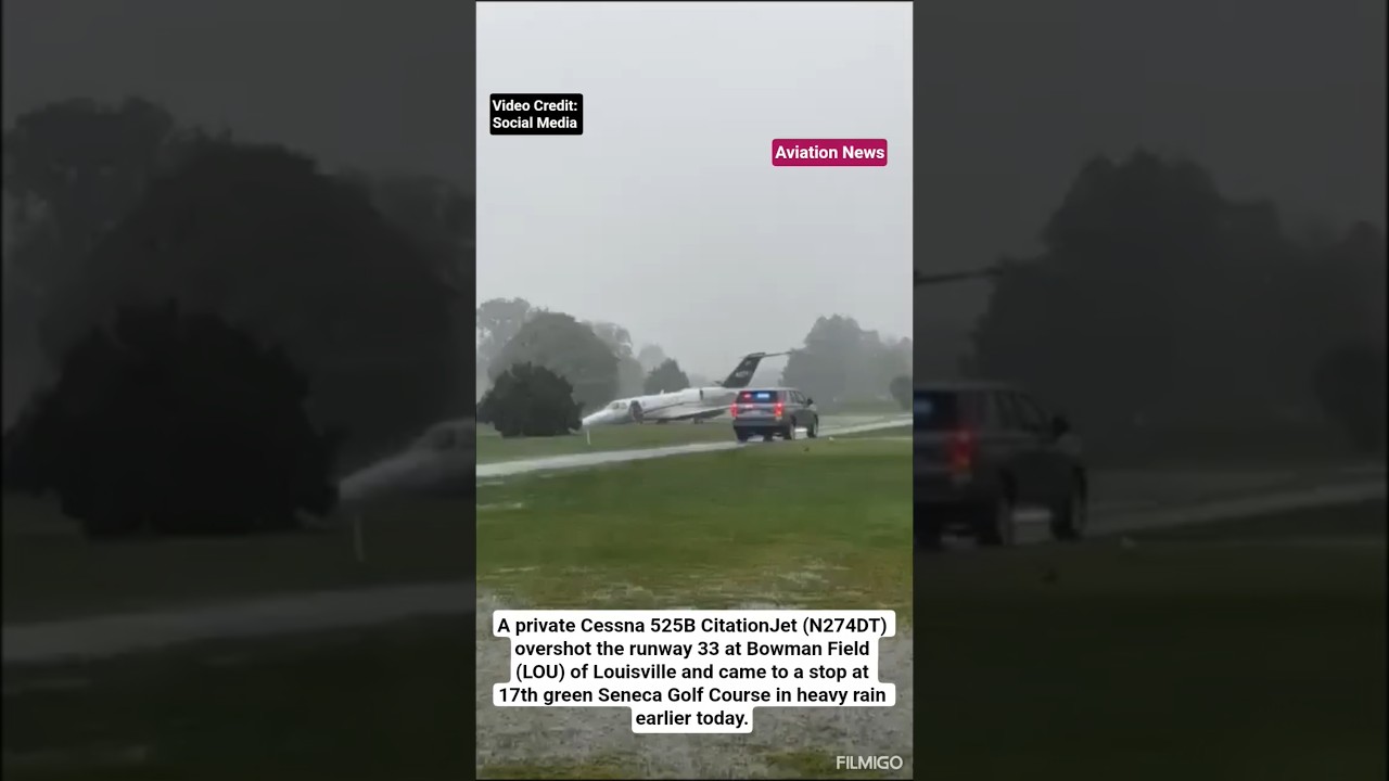 Cessna 525B CitationJet overshot the runway #aircraft #news #aviation #shorts #aviationlovers