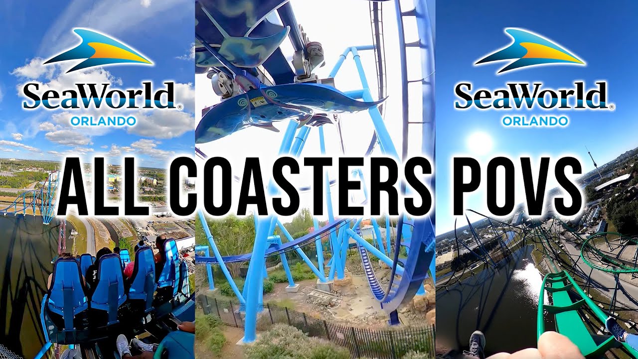 All Roller Coasters at SeaWorld Orlando 4K On Ride Front Seat POV
