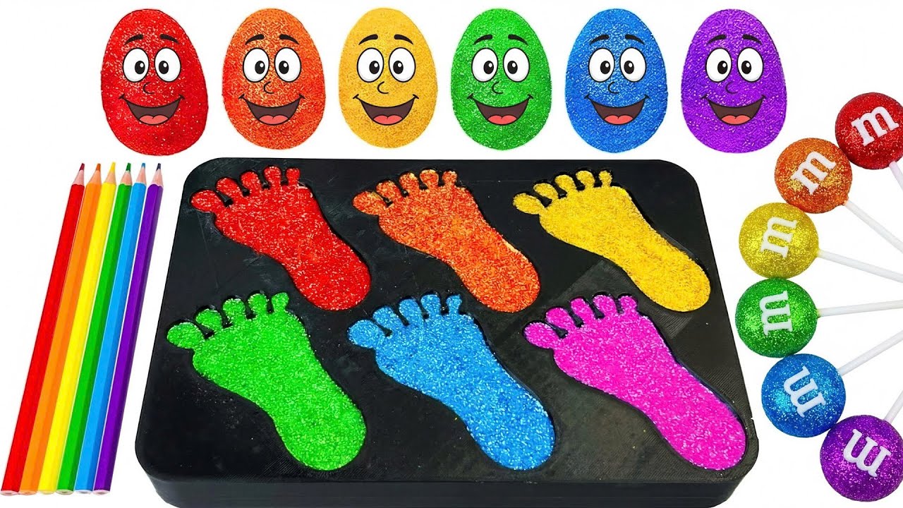 Satisfying Video l How To Make Funny Eggs Rainbow Glitter Drawing Slime Footprints ASMR
