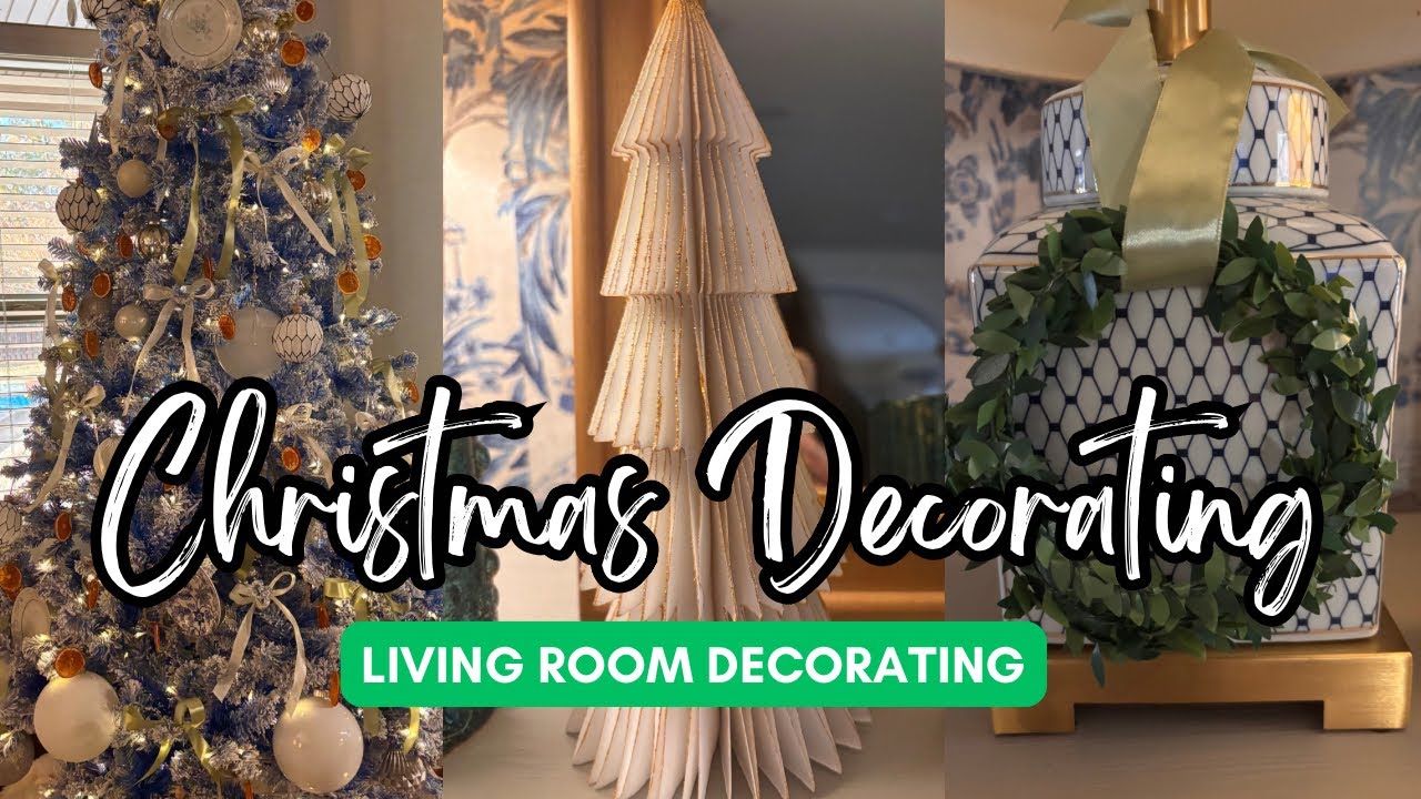 Cozy & Elegant Blue Christmas Tree Decorating Ideas | Christmas Mantle & Piano Styling