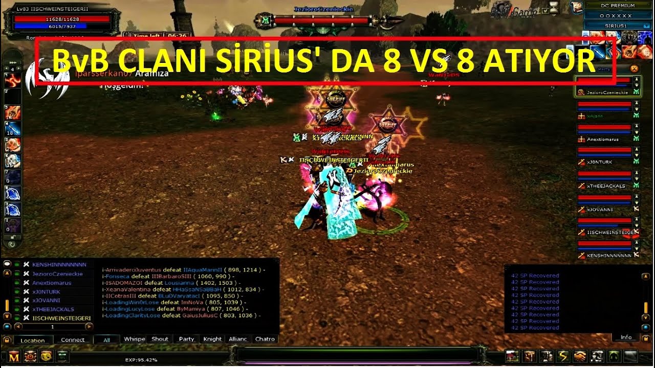 BvB Clanı Sirius' da 8 v 8 Mele Vs Atıyor - Knight Online