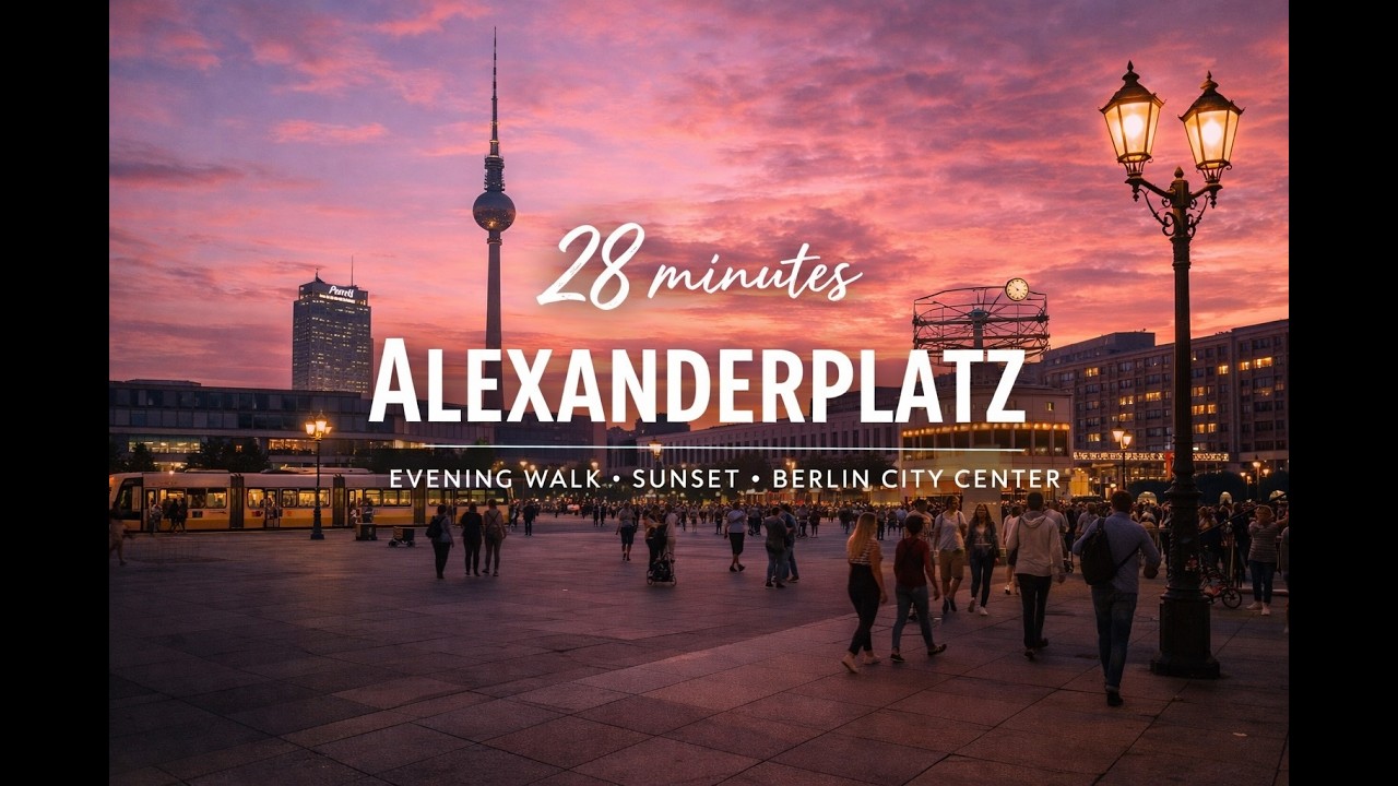 Berlin Evening Walk 🇩🇪 | Alexanderplatz | City Sounds | 28 min