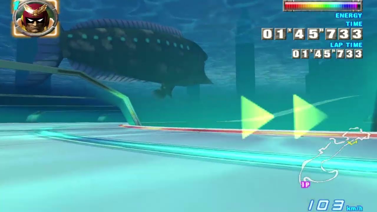 ｟F-ZERO GX｠ビッグブルーに生息している巨大魚を見物