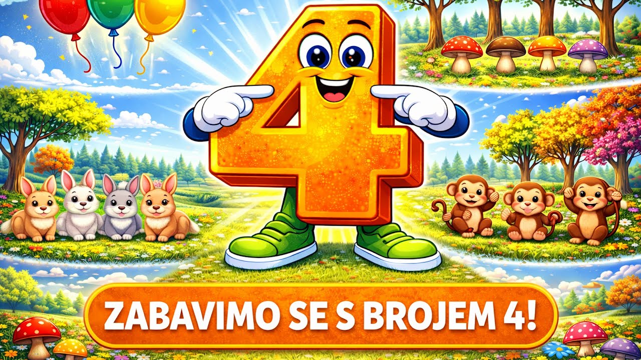 Broj četiri 🟧 | Učimo da brojimo do 4 | Crtani za djecu