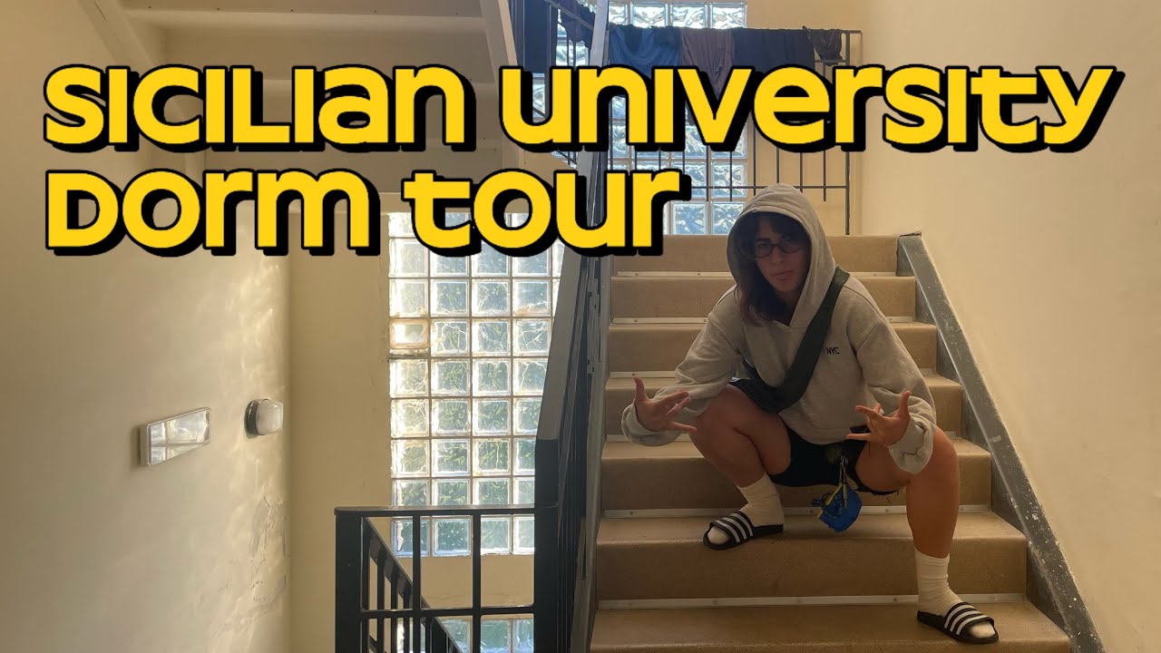 Dorm tour of the University of Messina by a couple of international students