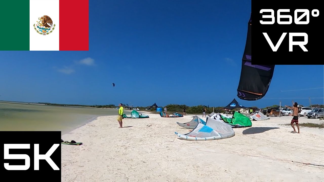 360° VR Virtual Reality Video: Mexico - Isla Blanca kitesurf spot, Cancun, Quintana Roo. GoPro MAX