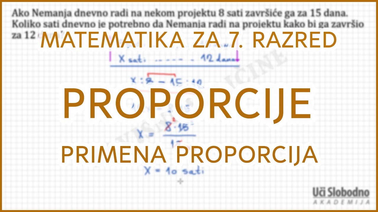 Primena proporcija - Zadatak 7 | Matematika za 7. razred