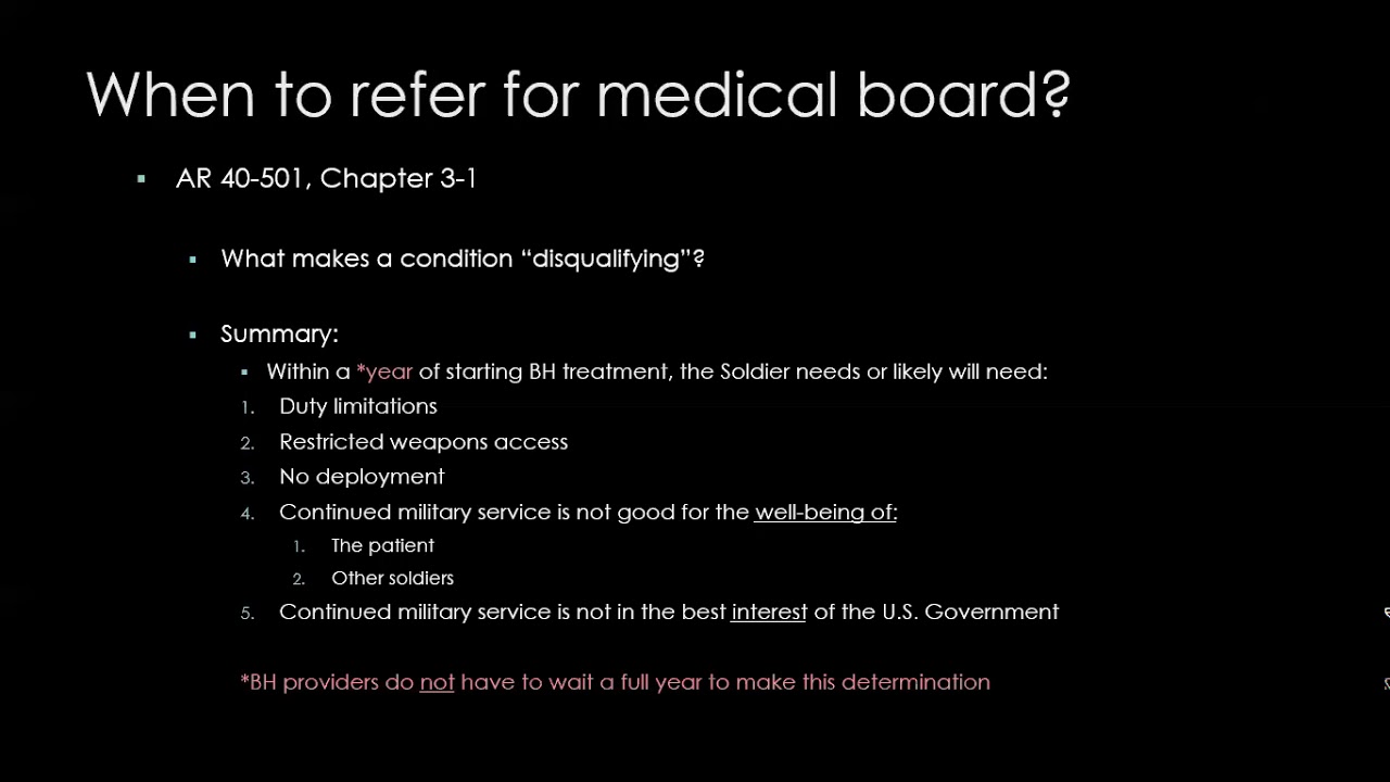 Army Medical Boards for Behavioral Health Diagnosis