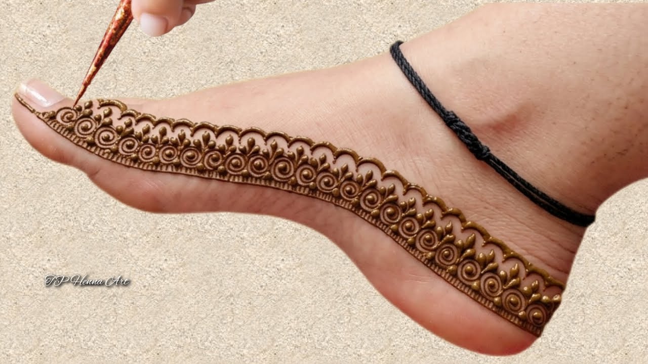 New Quick Stylish Border Mehndi Henna Design for Foot #tphennaart 