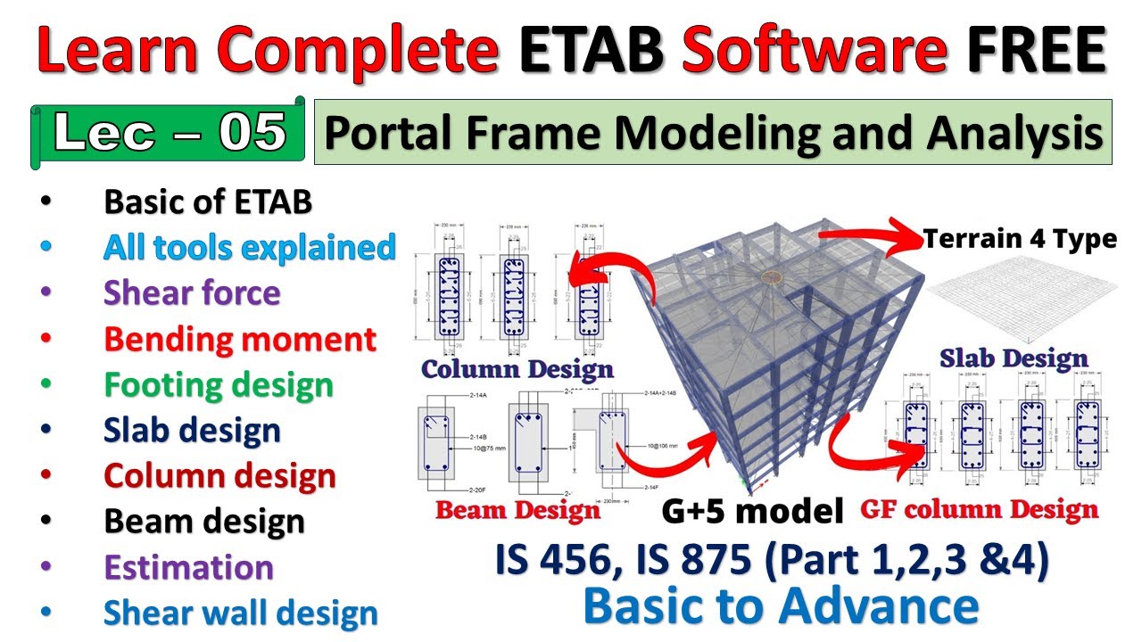 Building design by Etab - Portal Frame Modeling and Analysis | Etabs full tutorial | Part - 5