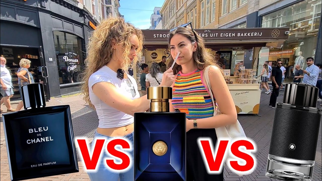 Реакция женщин на Versace Dylan Blue, Bleu de Chanel и Montblanc Explorer 💥 Fragrance Street Reac...