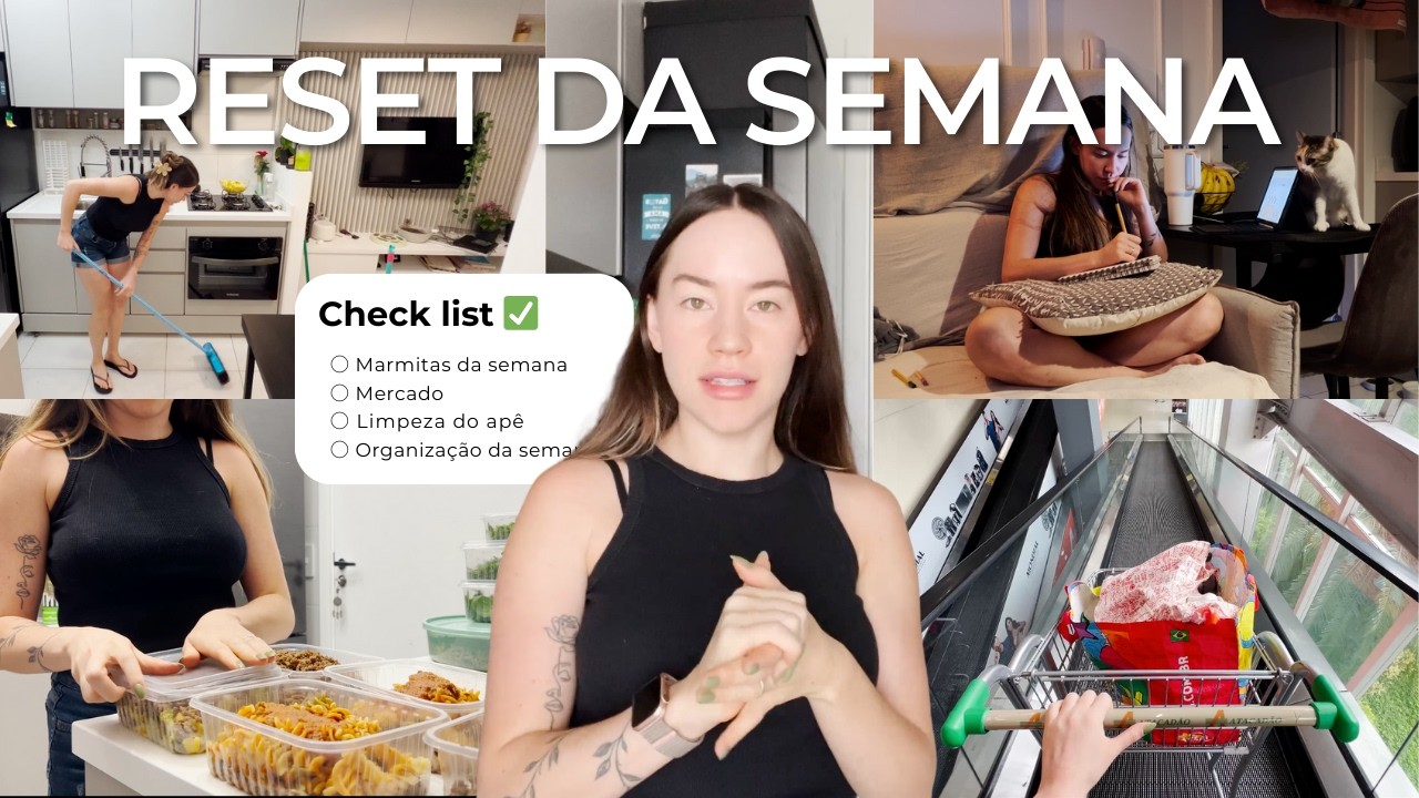 SUNDAY RESET ROUTINE 🎧 dia produtivo, marmitas da semana, mercado, limpeza do apê & organização