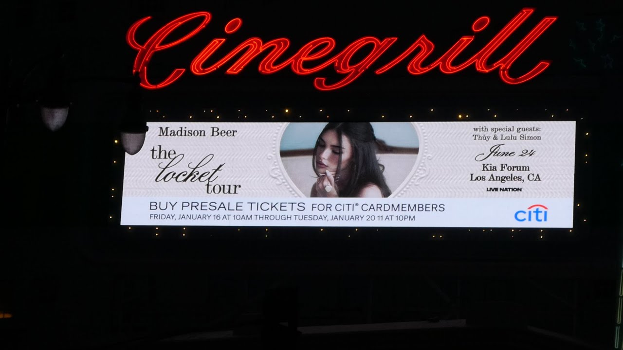 Madison Beer The Locket Tour Marquee Billboard Hollywood Blvd Los Angeles California Jan 20, 2026
