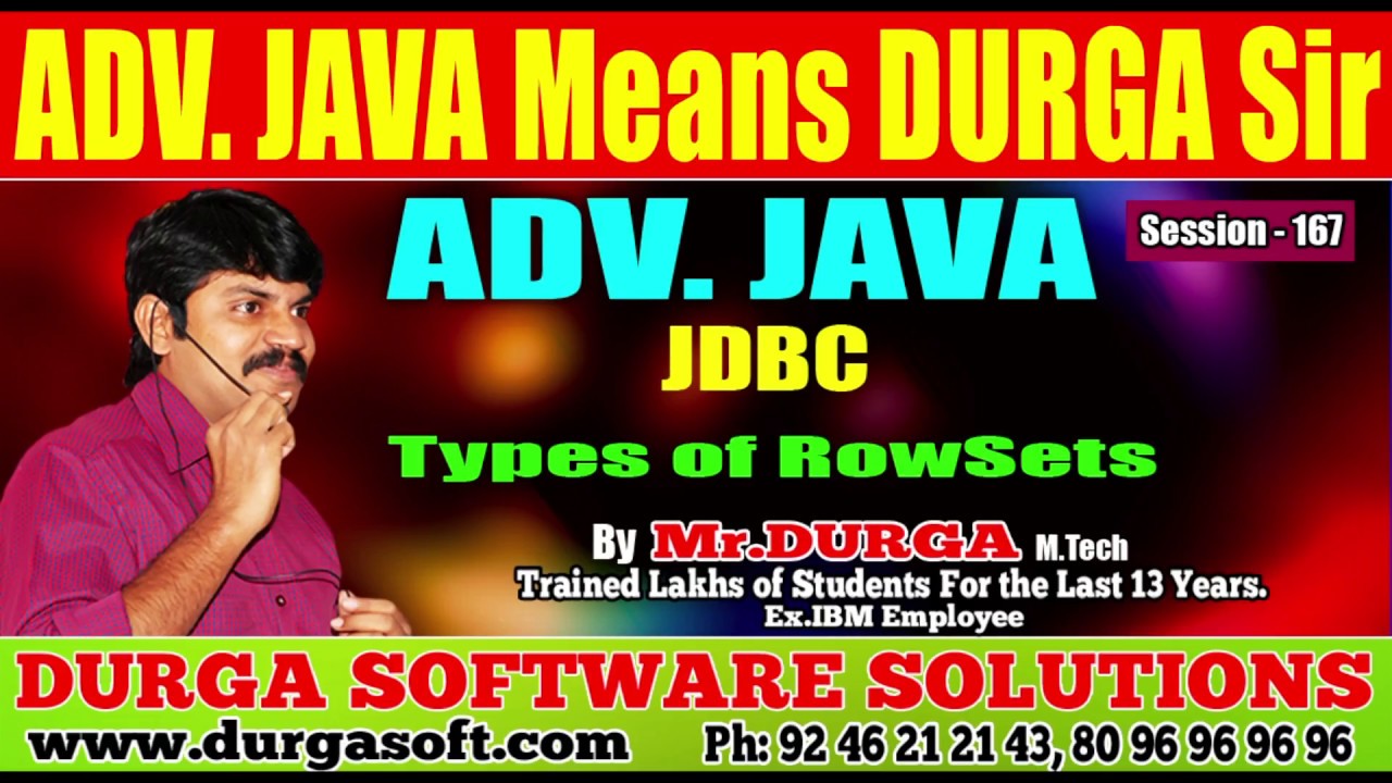 Adv Java || JDBC Session - 167 || Types of RowSets by Durga Sir