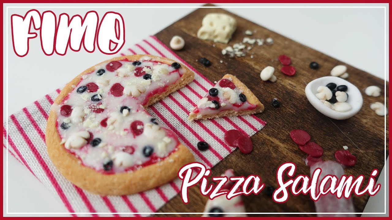FIMO Pizza Salami | Miniature polymerclay tutorial | how to