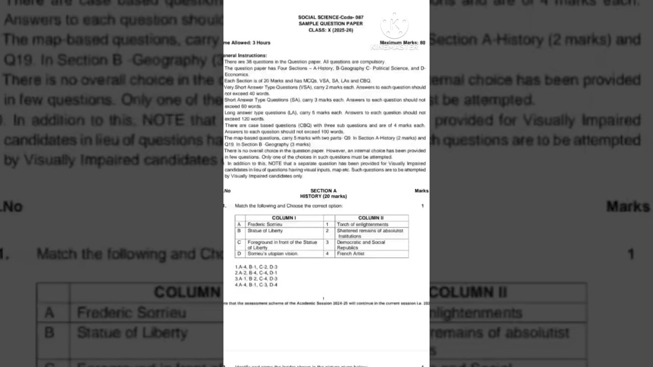 Class 10th CBSE Social Science Sample Paper 2025 | Model Question Paper | Board Exam 2025-26