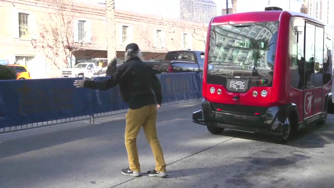 Test ride the EZ10 driverless robot shuttle bus in New Orleans